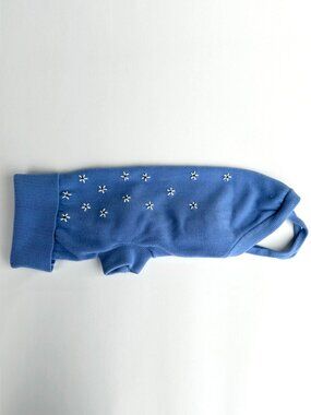 Dickens Closet Periwinkle Blue Embroidered Daisy Dog Sweater M Turtleneck Knit